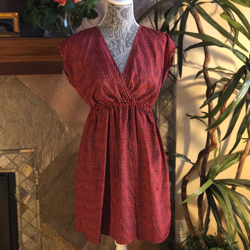 💘💘Orange Blue Midi Dress Size Small